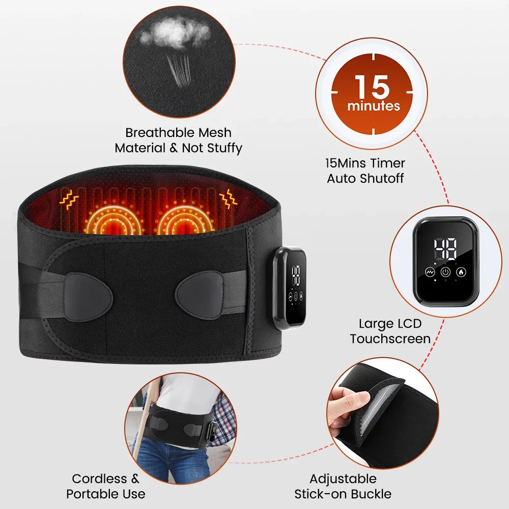 New Upgrade Electric Heating Waist Massager Support Belt Vibration Infrared Hot Compress Brace Belt Back Relax 3 Gear Adjustment