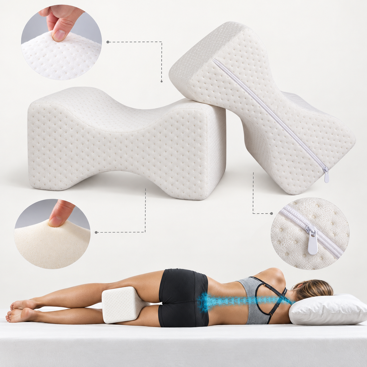 Memory Foam Leg Pillow Cushion Hips Knee Support Pain Relief Orthopaedic Hip Alignment Leg Pillows Leg Pad Support Cushion