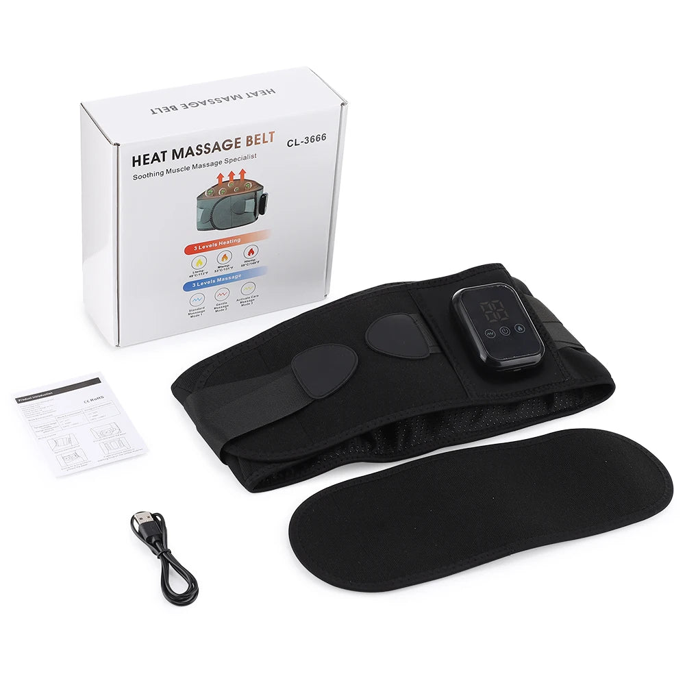 New Upgrade Electric Heating Waist Massager Support Belt Vibration Infrared Hot Compress Brace Belt Back Relax 3 Gear Adjustment